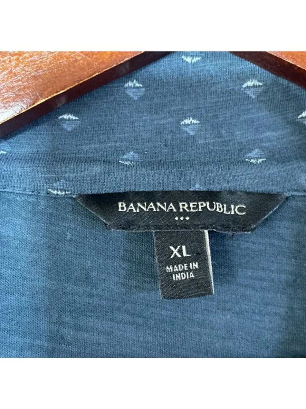 Banana Republic Men's XL Blue Pattern Short Sleeve Button-Up Shirt Cotton C0901